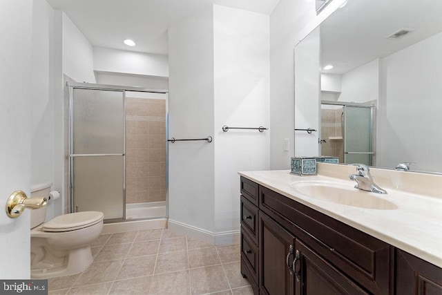 7308 Glenhaven Dr, Fredericksburg, VA 22407 - bathroom featuring vanity, tile patterned flooring, a shower stall, and recessed lighting