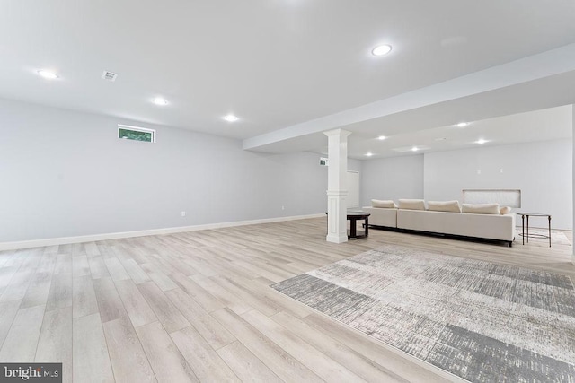 7308 Glenhaven Dr, Fredericksburg, VA 22407 - below grade area featuring light wood-style floors and recessed lighting