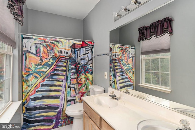 11106 Polaris Ct, Fredericksburg, VA 22407 - full bathroom with toilet, double vanity, and curtained shower
