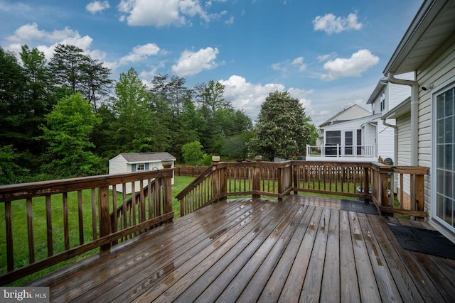11106 Polaris Ct, Fredericksburg, VA 22407 - wooden deck with an outbuilding and a yard