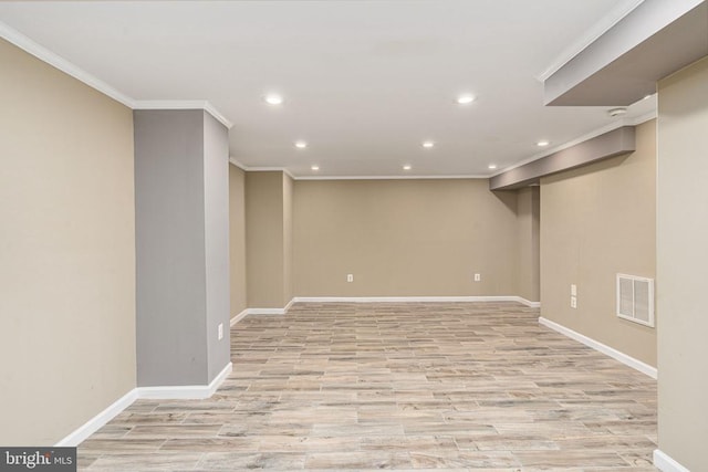11106 Polaris Ct, Fredericksburg, VA 22407 - finished basement with recessed lighting, crown molding, light wood-style floors, and baseboards