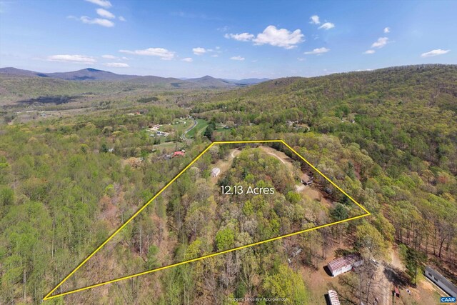 817 Brownings Cv, Shipman, VA 22971 - view of property location with a forest, property parcel outlined, and mountains