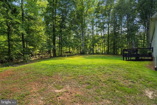 view of yard featuring a deck