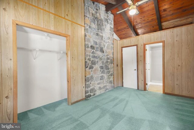 100 Musket Ln, Locust Grove, VA 22508 - unfurnished bedroom featuring wooden ceiling, carpet flooring, and wooden walls