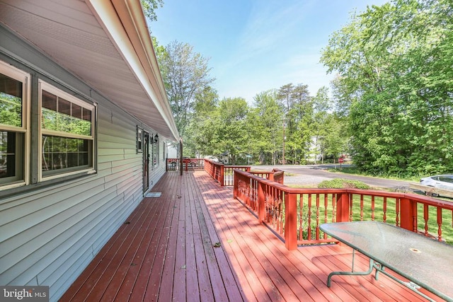 100 Musket Ln, Locust Grove, VA 22508 - wooden terrace with view of wooded area