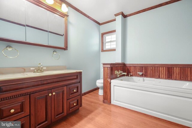 100 Musket Ln, Locust Grove, VA 22508 - full bathroom featuring vanity, a bath, toilet, wood finished floors, and ornamental molding