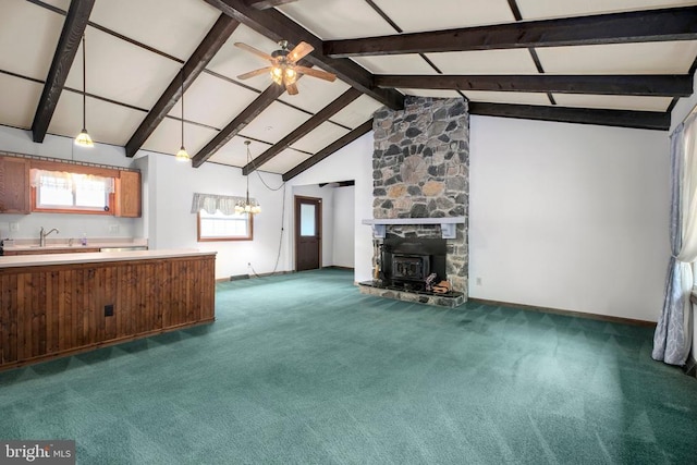 100 Musket Ln, Locust Grove, VA 22508 - unfurnished living room with a ceiling fan, carpet, and baseboards