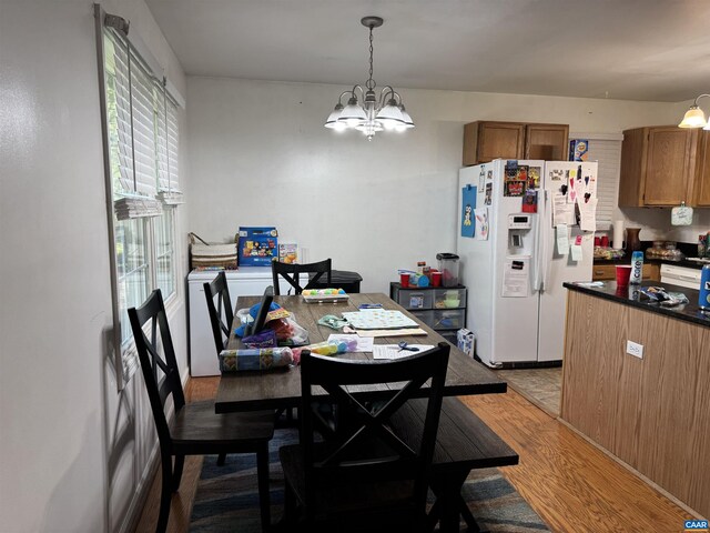 39 Overlook Cir, Palmyra, VA 22963 - dining space featuring a chandelier and light wood-style flooring