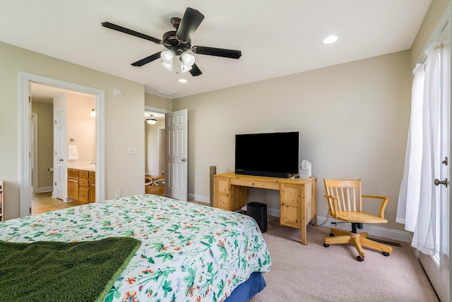 902 Waterton St, Staunton, VA 24401 - bedroom featuring a ceiling fan, recessed lighting, and light carpet