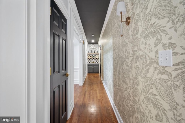13904 Hunting Run Dr, Fredericksburg, VA 22407 - hallway featuring wallpapered walls and wood finished floors