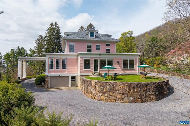 356 Routier Hill Rd, Hot Springs, VA 24445 - rear view of house with driveway, a garage, and entry steps