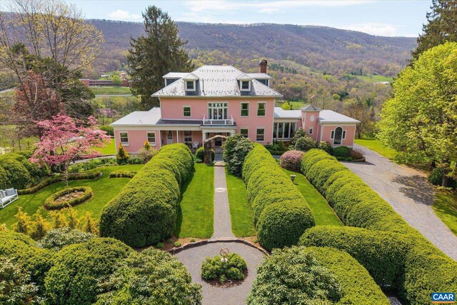 356 Routier Hill Rd, Hot Springs, VA 24445 - view of front of house featuring a chimney and a mountain view