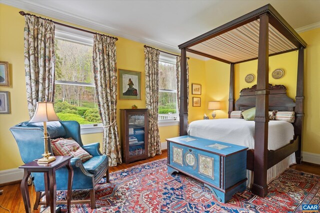 356 Routier Hill Rd, Hot Springs, VA 24445 - bedroom featuring wood finished floors, baseboards, and crown molding