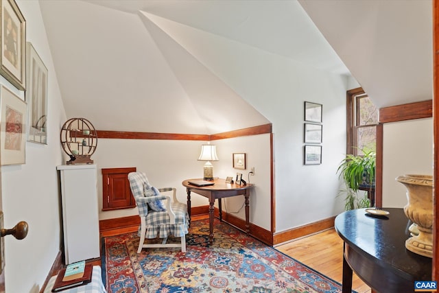 356 Routier Hill Rd, Hot Springs, VA 24445 - sitting room with light wood-style flooring, baseboards, and vaulted ceiling