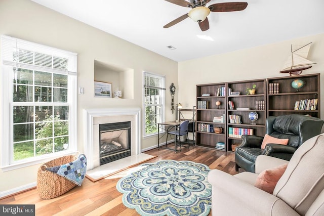9204 Saint Andrews Ln, Fredericksburg, VA 22408 - living area with wood finished floors, healthy amount of natural light, and ceiling fan