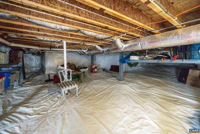view of unfinished basement