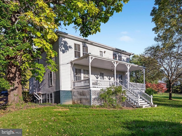 772 Kauffmans Mill Rd, Luray, VA 22835 - view of front of property featuring a porch, stairway, and a front lawn