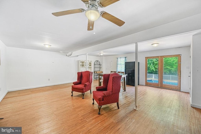 7312 Sugar Hollow Rd, Orange, VA 22960 - sitting room featuring light wood-style flooring, baseboards, and ceiling fan