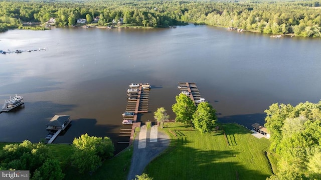 7312 Sugar Hollow Rd, Orange, VA 22960 - drone / aerial view of a heavily wooded area and a nearby body of water