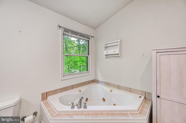 7312 Sugar Hollow Rd, Orange, VA 22960 - full bathroom featuring toilet, a whirlpool tub, and lofted ceiling