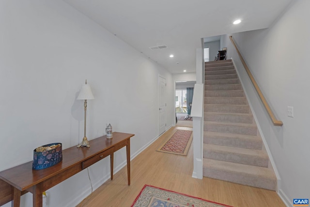 6031 Mccomb St, Crozet, VA 22932 - staircase with wood finished floors and recessed lighting
