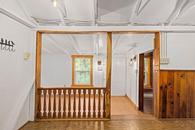 8196 Bow Bender Ln, Singers Glen, VA 22850 - hallway featuring wood finished floors and beamed ceiling