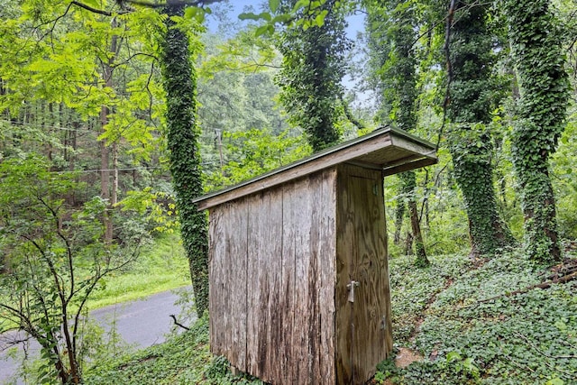 8196 Bow Bender Ln, Singers Glen, VA 22850 - view of shed featuring a forest view