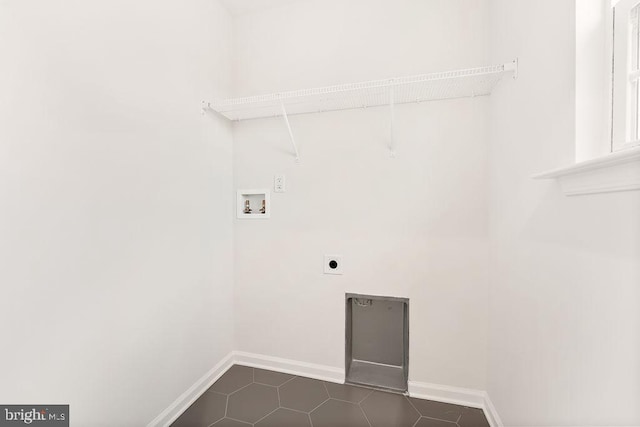 206 Seclusion Shores Dr, Mineral, VA 23117 - laundry area with hookup for a washing machine, hookup for an electric dryer, baseboards, and dark tile patterned floors