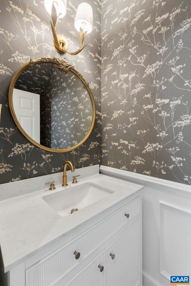 1108 E Jefferson St, Charlottesville, VA 22902 - bathroom with wallpapered walls and vanity