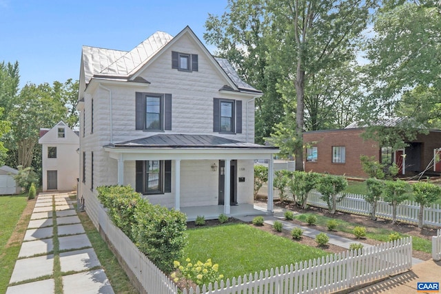 1108 E Jefferson St, Charlottesville, VA 22902 - view of front facade with a standing seam roof, covered porch, and a metal roof