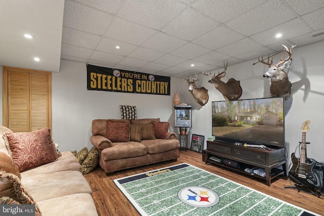 3704 Elk Creek Rd, Mineral, VA 23117 - living area with a drop ceiling, recessed lighting, and wood finished floors