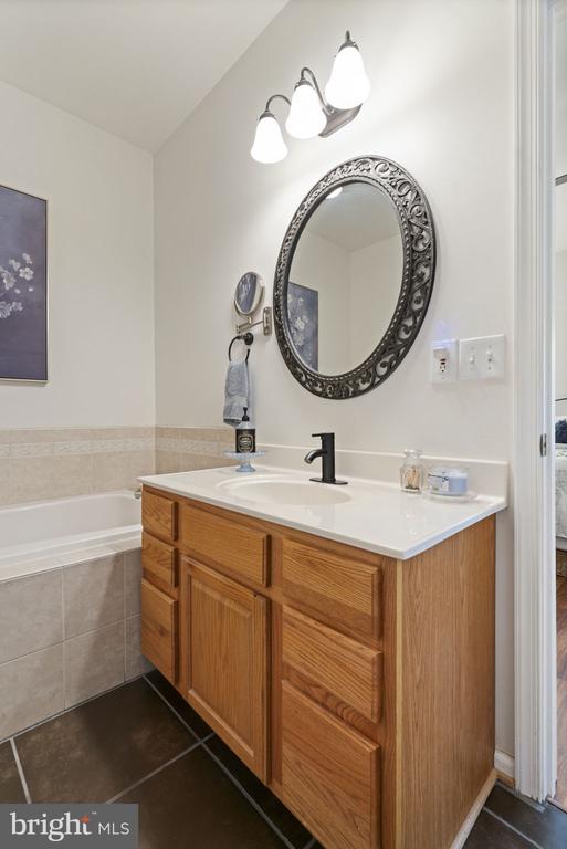 3704 Elk Creek Rd, Mineral, VA 23117 - full bathroom featuring vanity, a garden tub, and tile patterned floors