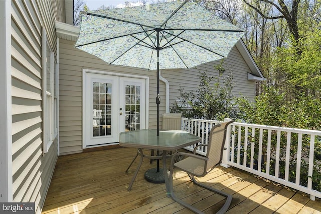 3704 Elk Creek Rd, Mineral, VA 23117 - wooden terrace with french doors and outdoor dining space