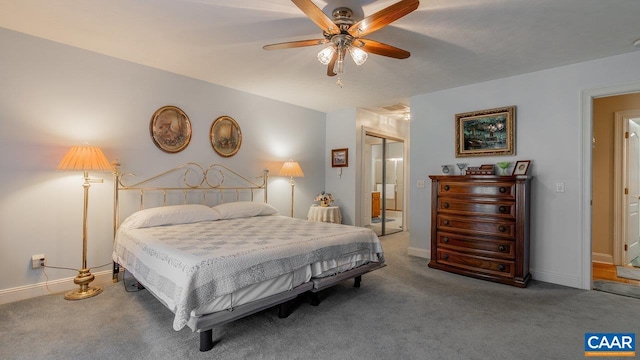 2273 Bloomer Springs Rd, Mcgaheysville, VA 22840 - bedroom featuring carpet, visible vents, baseboards, and ceiling fan