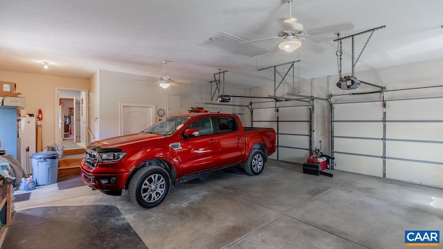 2273 Bloomer Springs Rd, Mcgaheysville, VA 22840 - garage with ceiling fan and a garage door opener