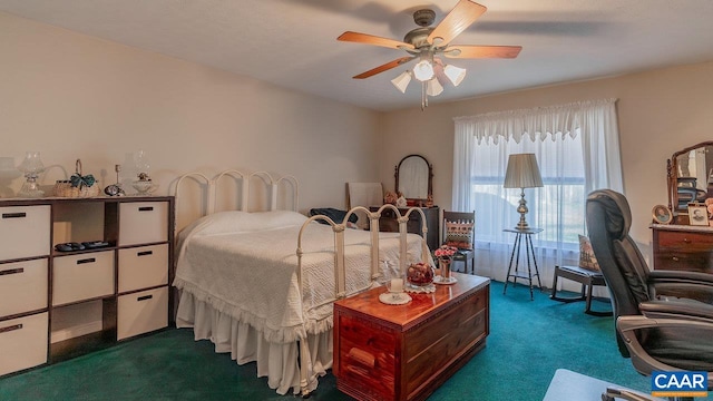 2273 Bloomer Springs Rd, Mcgaheysville, VA 22840 - bedroom with a ceiling fan and dark carpet