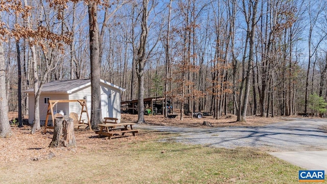 2273 Bloomer Springs Rd, Mcgaheysville, VA 22840 - view of yard featuring an outbuilding and a view of trees