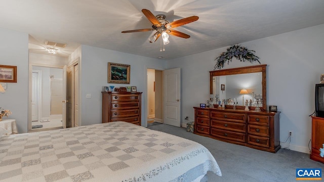 2273 Bloomer Springs Rd, Mcgaheysville, VA 22840 - bedroom with carpet, baseboards, a ceiling fan, and visible vents