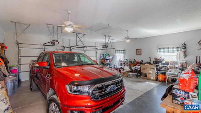 2273 Bloomer Springs Rd, Mcgaheysville, VA 22840 - garage featuring ceiling fan and a garage door opener