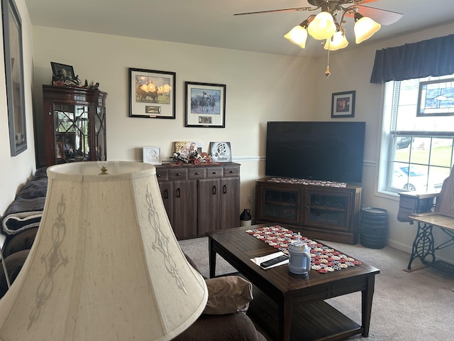 135 Clara Ct, Harrisonburg, VA 22802 - living area with carpet flooring, a ceiling fan, and baseboards
