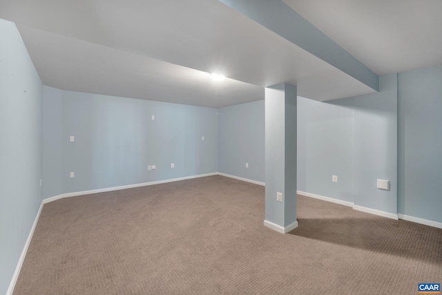 basement with light carpet