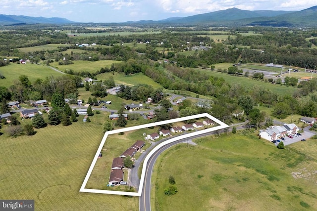 4 Cottage Dr, Luray, VA 22835 - aerial view of property's location with a mountain backdrop and property boundaries highlighted