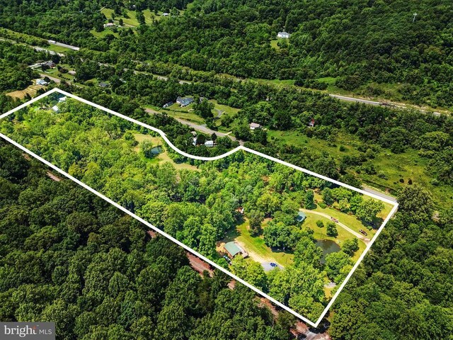  - aerial overview of property's location featuring a forest and property boundaries highlighted