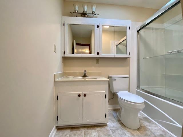 1655 Howardsville Tpke, Stuarts Draft, VA 24477 - bathroom featuring toilet, enclosed tub / shower combo, baseboards, and vanity
