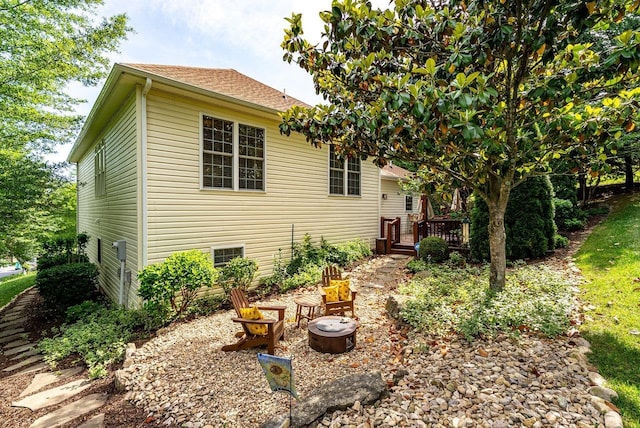 3953 Cavalry Ln, Penn Laird, VA 22846 - view of side of property with an outdoor fire pit and a deck