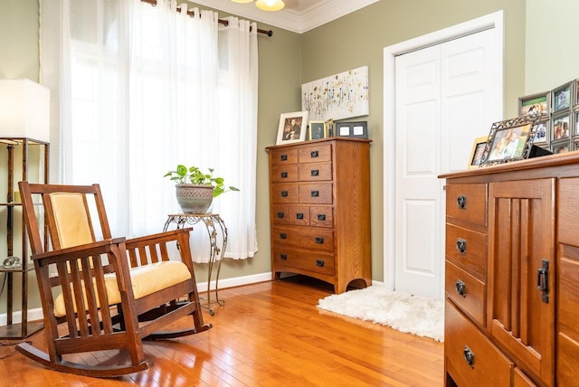 3953 Cavalry Ln, Penn Laird, VA 22846 - sitting room with light wood-style flooring, ornamental molding, and baseboards