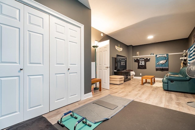 3953 Cavalry Ln, Penn Laird, VA 22846 - workout room featuring light wood-style flooring and baseboards