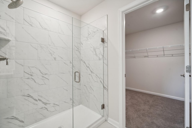 TBD Fairfield Dr, Staunton, VA 24401 - bathroom with a stall shower, a walk in closet, and baseboards