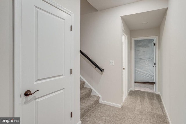 35607 Pine Needle Ln, Locust Grove, VA 22508 - stairway featuring carpet floors and baseboards