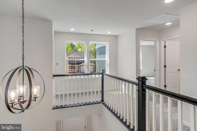 35607 Pine Needle Ln, Locust Grove, VA 22508 - hall featuring a chandelier and recessed lighting